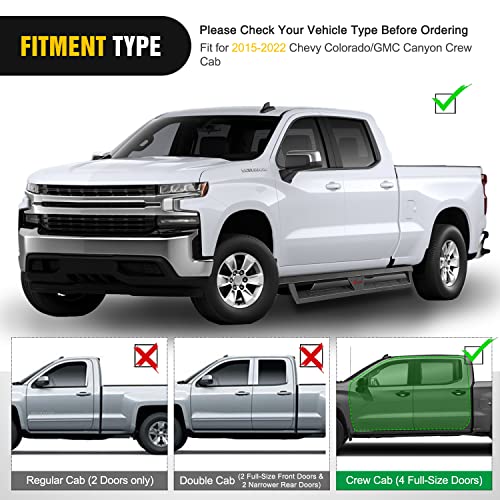 Image of Nilight Running Boards for 2015 2016 2017 2018 2019 2020 2021 2022 2023 2024 Chevy Colorado /GMC Canyon Crew Cab Dual-Stage Textured Black Powder Coated Slip-Proof Side Step Nerf Bars