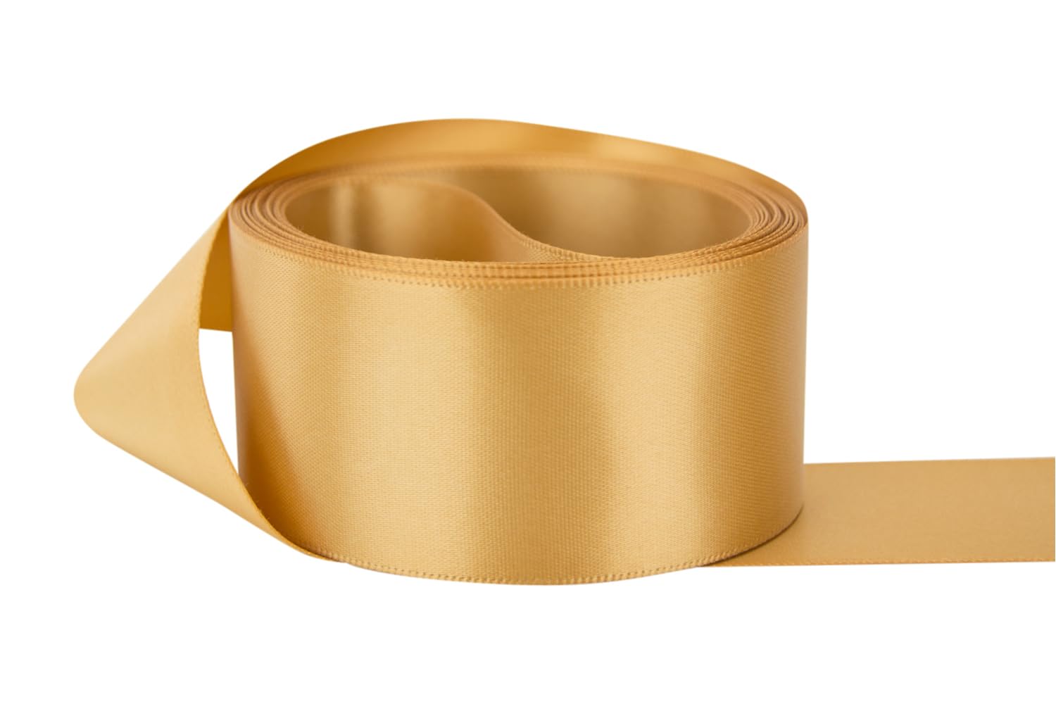Ribbon Bazaar Double Faced Satin - Premium Gloss Finish - 100% Polyester Ribbon for Gift Wrapping, Crafts, Scrapbooking, Hair Bow, Decorating &amp; More - 3/8" Camel 50yd Spool