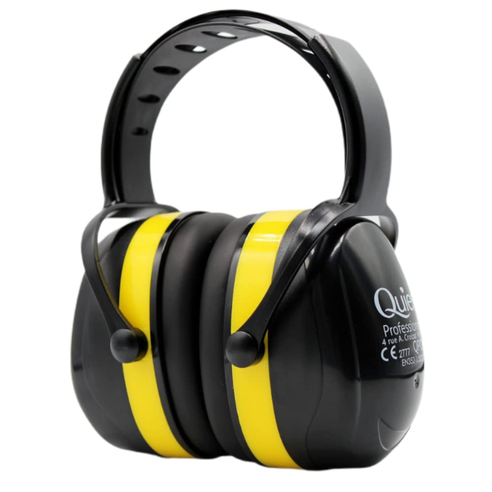 Quies - Cuffie antirumore professionali pieghevoli - QPCB03- Attenuazione 34dB- Comodo, Leggero e Regolabile, Nero , L