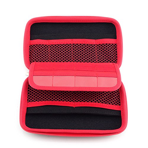 Bolsa Impermeable para Memoria,GZQES,Accesorios Electrónicos Digitales Bolsa de Almacenamiento de Vaje, para HDD, U ,Disco, SD Card, Cable de datos USB, Power Bank,Color Rojo con Negro (17.5cm)