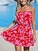 CUPSHE Women Floral Mini Summer Dress Tiered Ruffle Tube Front Button Elastic Waist Tie Casual Holiday Beach Dresses Fuchsia, XS
