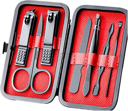 Kit 7 Peças Cortador de Unha com Estojo Aço Inoxidável Portátil e Completo para Cuidados com as Unhas das Mãos e Pés