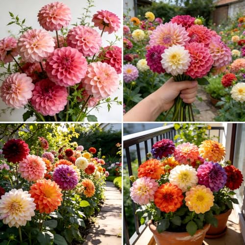 Carpet 400+ Mixed Dahlia Seeds for Planting, Colorful Perennial Heirloom Dahlia pinnata, Long Blooming Cut Flowers for Garden Beds, Borders and Containers
