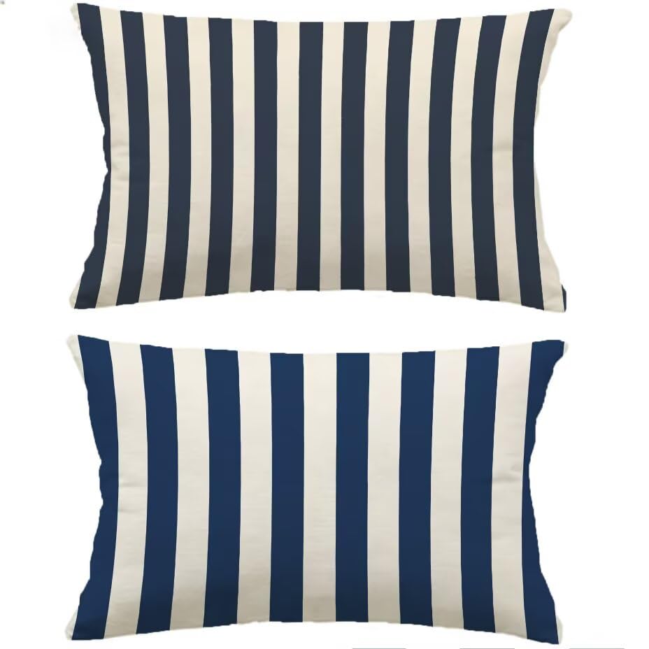 Housse de coussin de jardin imperméable et déperlante bleu marine 50x70 cm M-P67