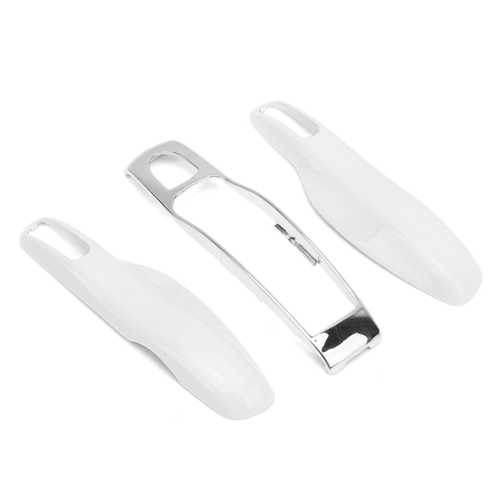 Caso de llave remota-Carcasa de control remoto para coche(Blanco perla + Concha intermedia plateada)