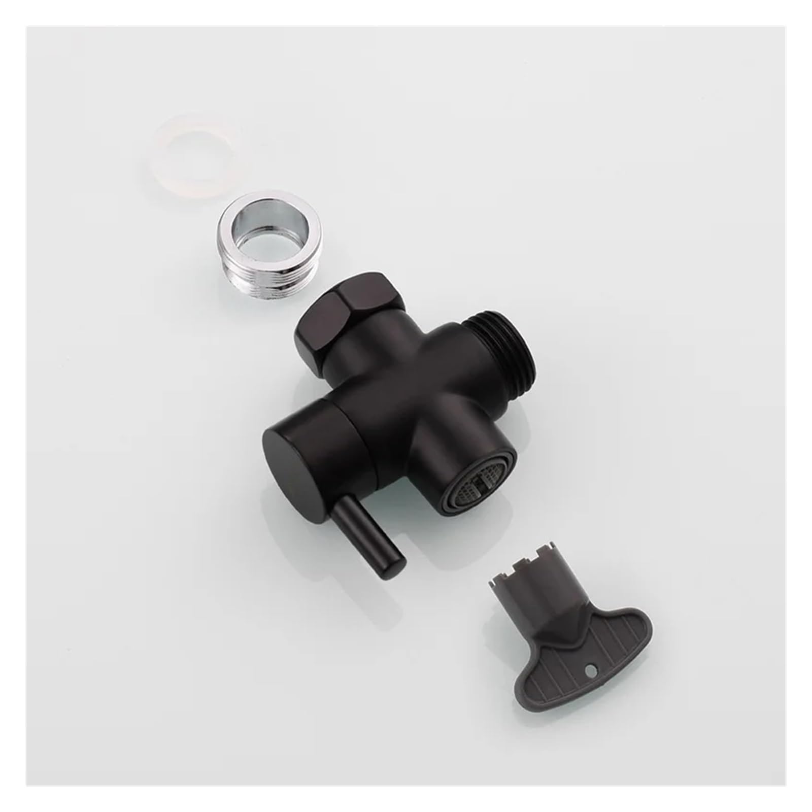Adaptador Grifo Ducha Válvula desviadora de grifo latón, divisor fregadero cocina con aireador, conector manguera M22 a M24(Nickel)
