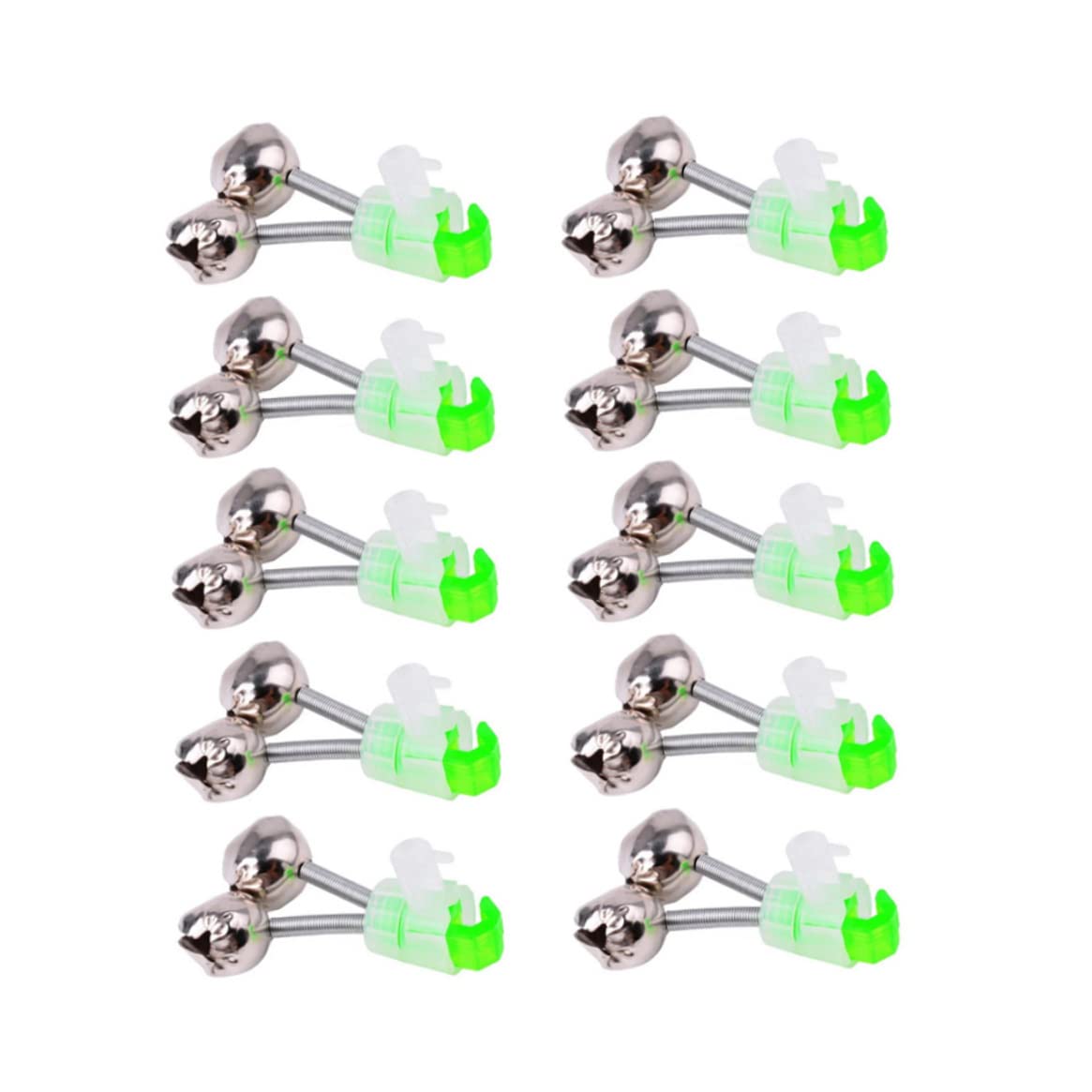 Budstfee 10PCS Plastic Fishing Bells Clips Fishing Rod Alarm with Dual Alert Bells