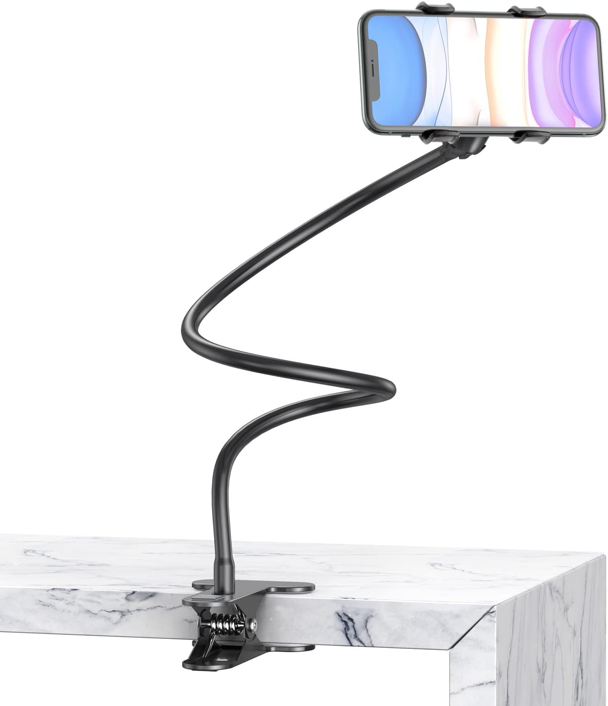 BESTEK BTIH600BK Gooseneck Phone Holder, Lazy Bracket 360° Swivel for iPhone and Other Smart Phones for Bedroom, Office, Bathroom, Kitchen, Black