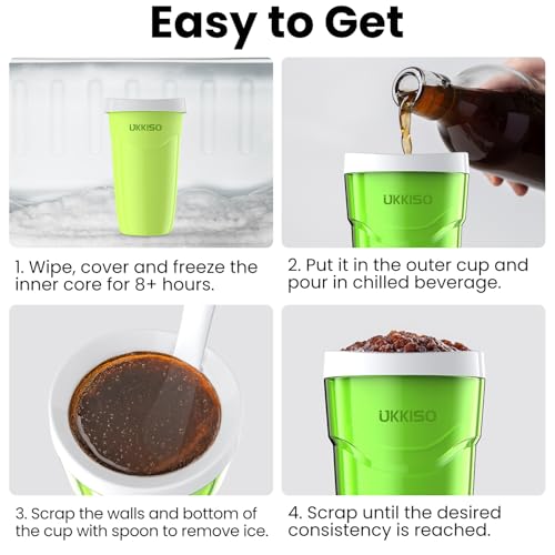 UKKISO Slushie Maker Cup Slush und Shake Maker mit Deckel, DIY Slushie Becher mit Gefrierkern für schnell gefrorene hausgemachte Einzelportion Slushie, Frucht-Smoothies und Milchshakes in Minuten – Bild 3