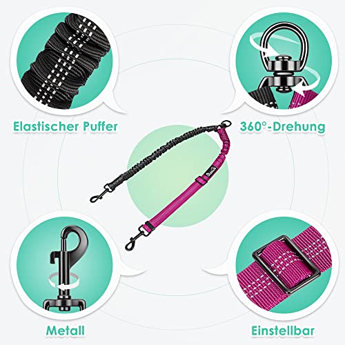 Nasjac Doppelter Hundeleinen-koppler, Keine Verwicklung, Geteilte Leine Zum Gehen Von 2 Hunden, Verstellbarer, Reflektierender, Stoßdämpfender Sicherheits-Bungee-leinen-Splitter