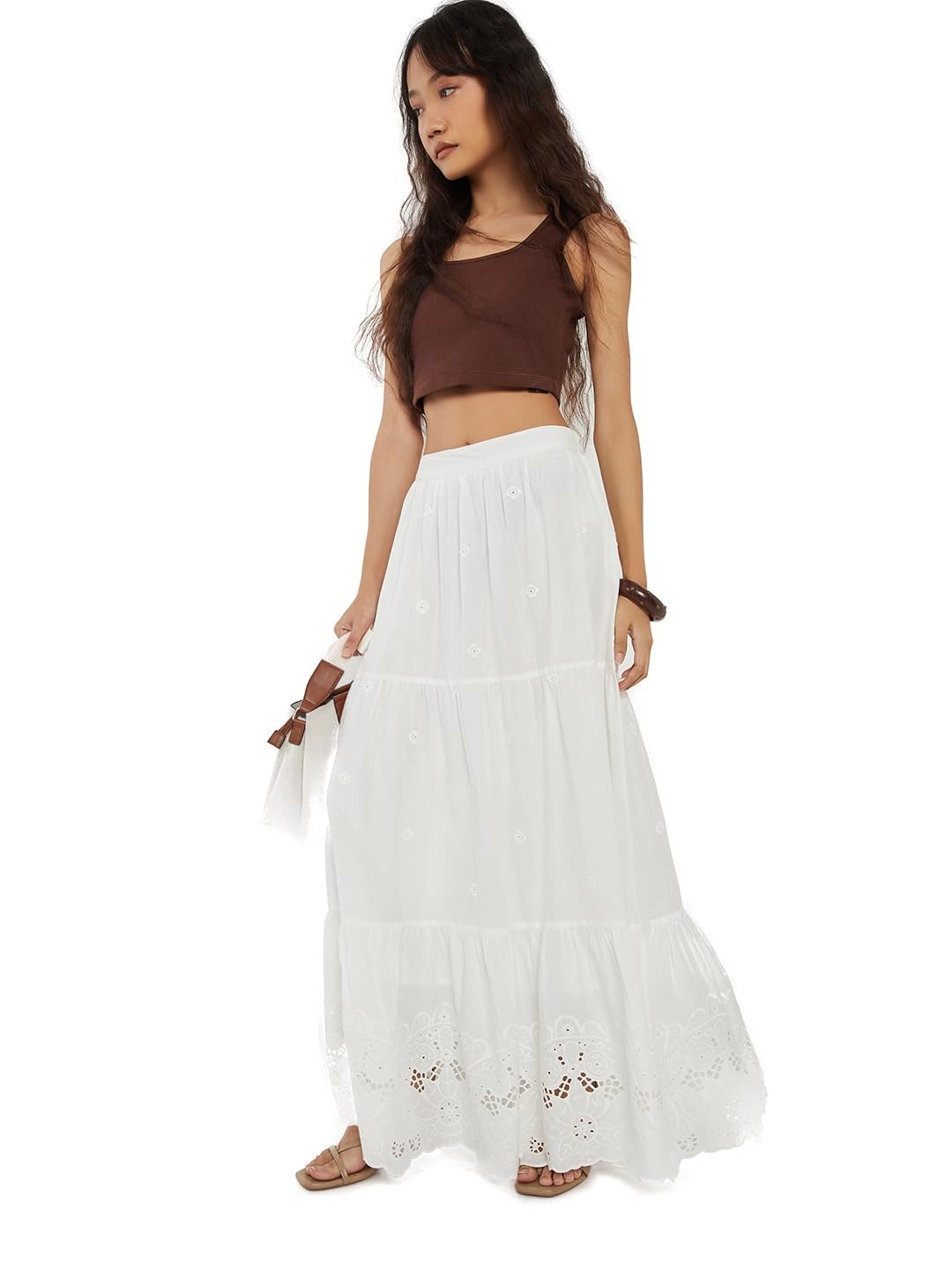 max Women Schiffili Tiered Long Skirt(Off White_M-L)-picture-25