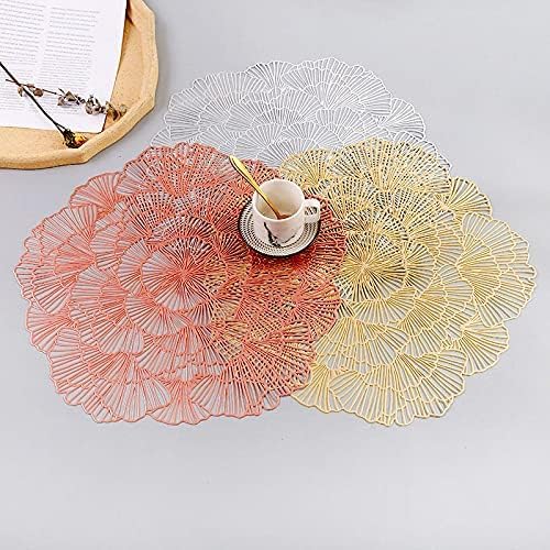 Image of Dakshya Industries Elegant Round Table Placemats Set of 2 (38x38 cm) PVC Waterproof Non-Slip Dining Mats (Copper)