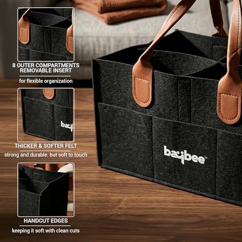 Image of BAYBEE Tidy Stylish & Modern Diaper Bag for Mothers for Travel | Large Capacity Storage Diaper Bag | Strong & Sturdy Baby Organizer Storage | Portable Diapers Caddy Organizer (Black)
