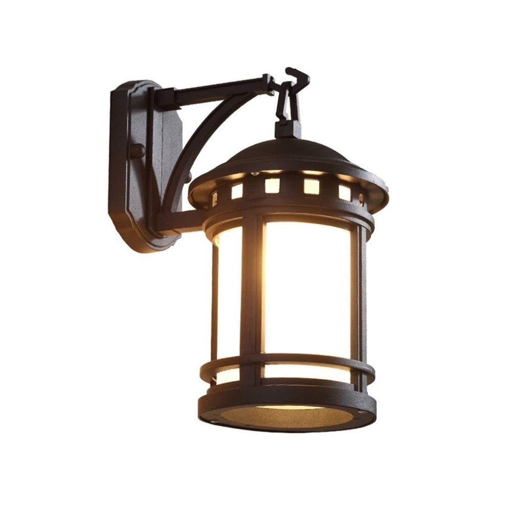 SXSCARKX European Retro Outdoor Waterproof IP65 Wall Lamp Villa Simple Gate Post Light Frosted Glass Lantern Courtyard Balcony Exterior Garden Landscape Aluminum Patio Fence Sconce E27 Need
