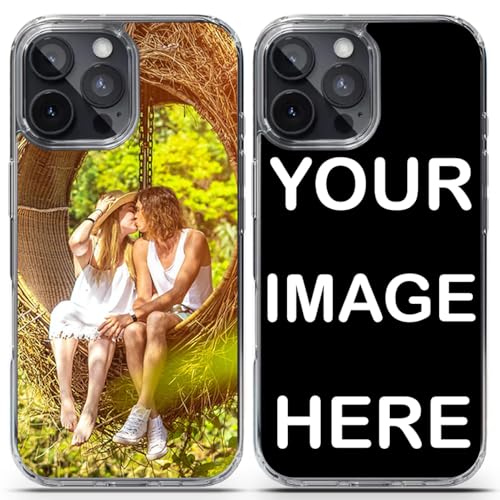 MUNDAZE Custom Phone Case for iPhone 17 16 15 14 13 12 11 Pro Max XR Xs 6 7 8 Plus SE 2nd Gen, Personalized Picture Photo Case - Shockproof Heavy Duty Protective Cover Clear