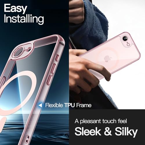 Image of JETech Magnetic Cover Case for iPhone 17e (2026) / iPhone 16e Compatible with MagSafe, Shockproof Phone Bumper Cover, Anti-Scratch Clear Back, 6.1-Inch Display (Soft Pink)
