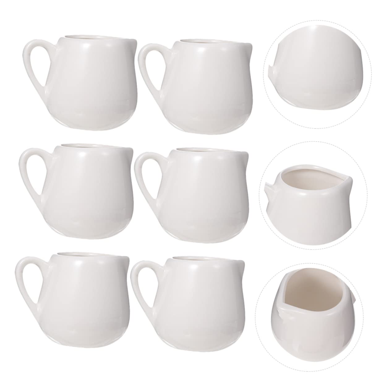 Sosoport Set 6 Pezzi Brocche da Salsa in Ceramica Bianca Manico Confortevole Design Semplice ed Elegante per Tavola da Pranzo e Regali per Nuove Case