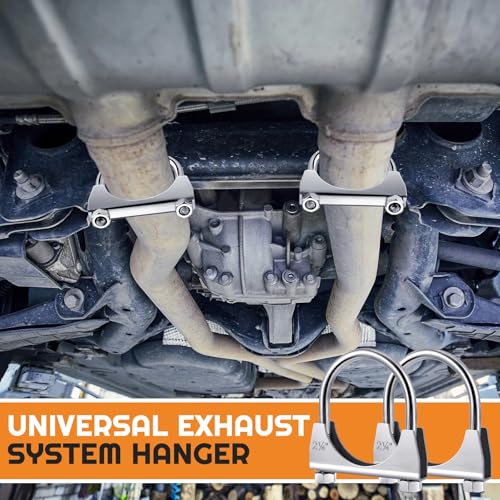 Image of 2 Pcs 5 inch Exhaust Clamp Heavy Duty U-bolt Exhaust Clamp - Saddle Design Muffler Pipe Connector, Tip Hook Clip, Galvanized Iron, Fits 5 inch Od Pipes