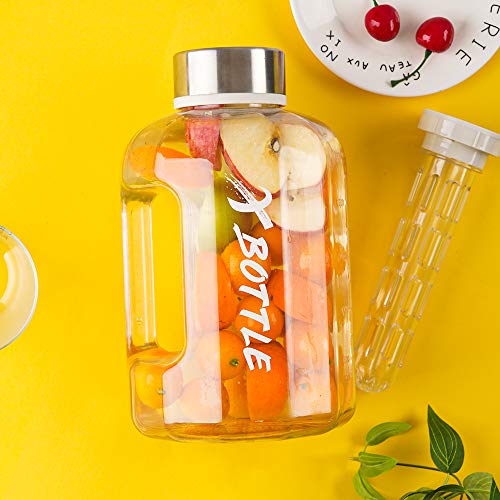Half Gallon Water Bottle with Infuser, BPA Free 84oz Large Water Bottle Dishwasher Safe Hydration with Motivational Time Mark Leak-Proof 2.5L Sports Water Bottle for Camping Sports Workouts(Clear) - Image 3