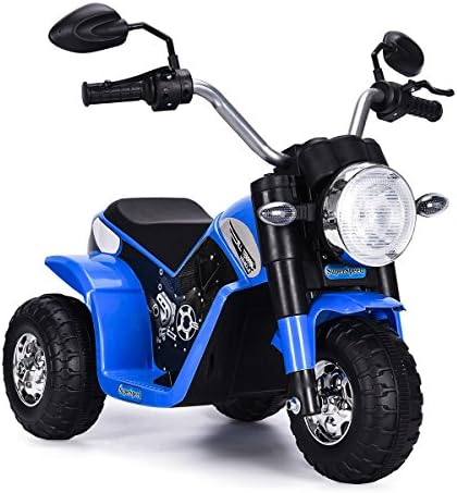 TOBBI 6V Kids Ride On Motorcycle Toy Battery Powered Electric 3 Wheel Bicycle Blue