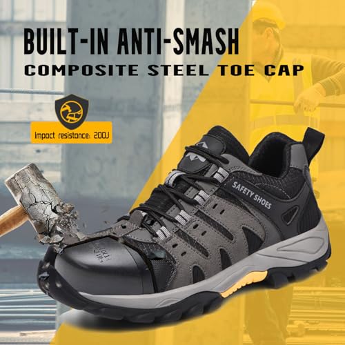 Steel Toe Shoes for Men Lightweight Puncture Proof Slip Resistant Composite Toe Safety Work Shoes for Industrial Construction2