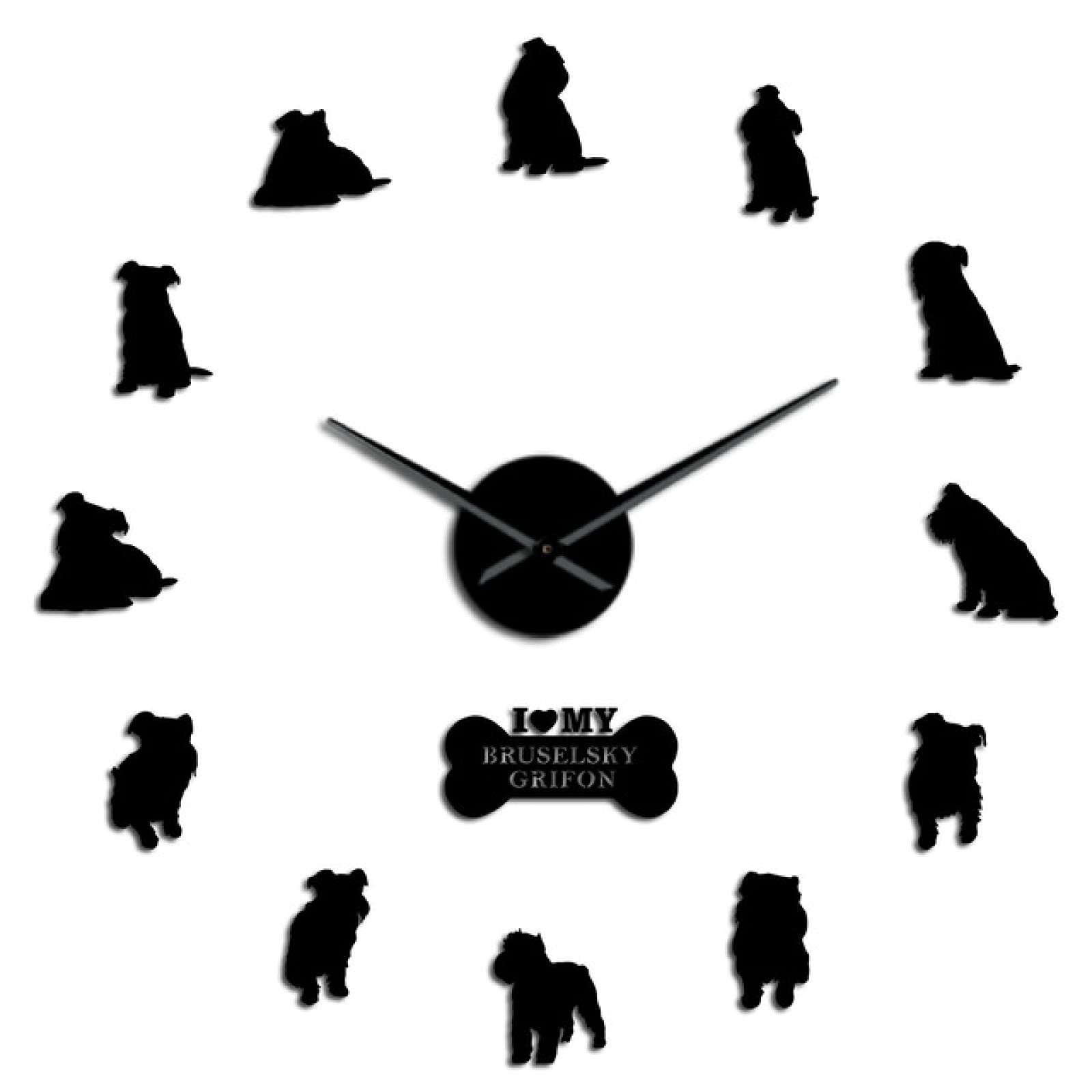 Xinxin Wall Clock Griffon Bruxellois Toy Dog DIY Wall Clock Belgium Brussels Griffon Belge Petit Brabançon Griffon 3D Large Wall Sticker Clocks
