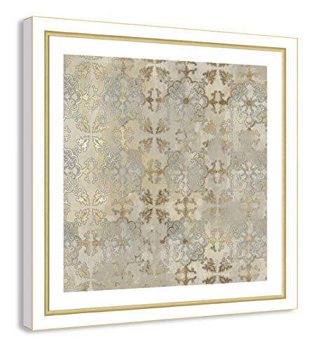 Casa Fine Arts Golden Impressions Iii Neutral Grey Shabby Chic Wall Art Archival Print, 31" X 31", White And Gold Frame #TOP1