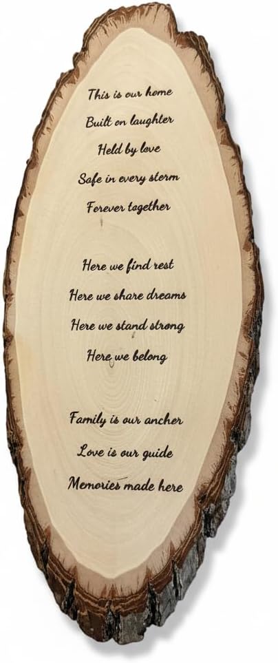 Custom Laser Engraved Wood Slice – Personalized Basswood Plaque with Your Message – Rustic Oval Wall Hanging Sign for Home Décor, Gifts, Weddings