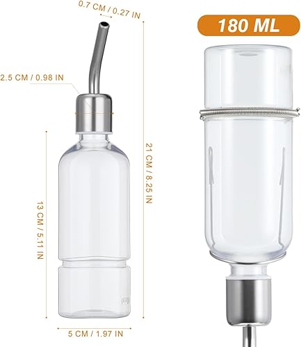 Miniatura 9 de Baluue Dispensador de agua para perros, botella de agua para mascotas sin goteo, para jaula de 6.1 fl oz, botella pequeña colgante para jaula de