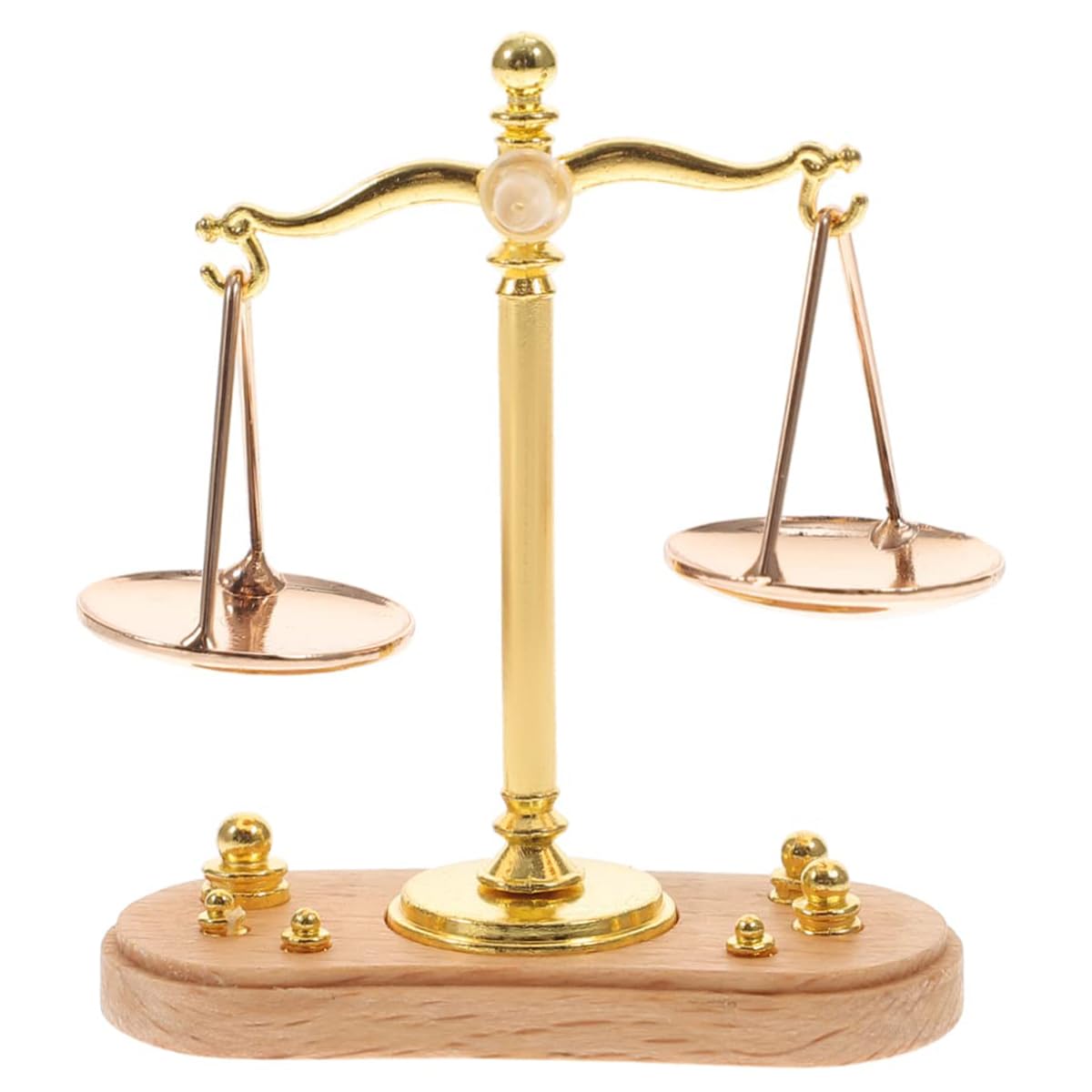 Namvo Mini Balance Scale Dollhouse Furniture 1:12 Scale Mini Libra Scale With 6 Balance Weights Metal Scale Justice Scale Model