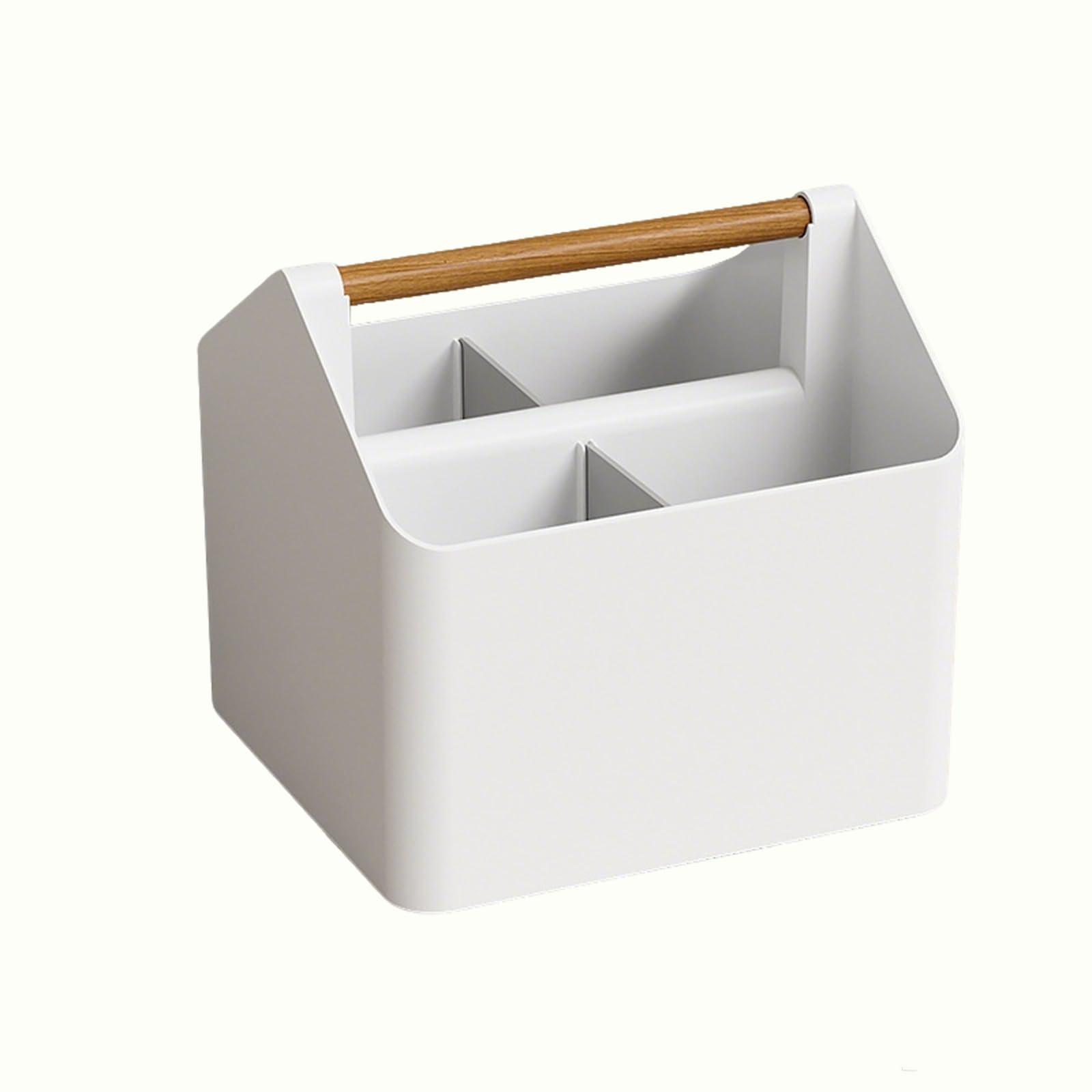 FCOFDRS Multi Grid Desktop Storage Box with Wooden Handle and Dividers