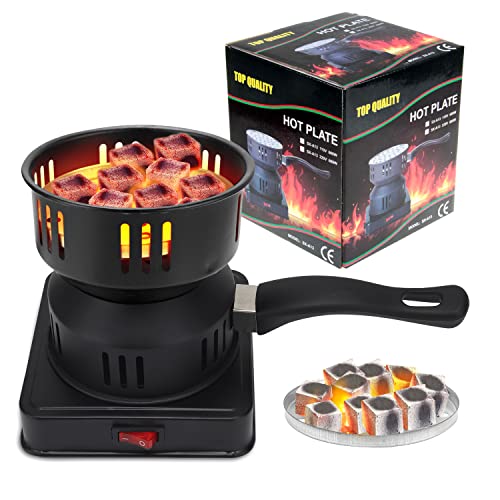 Gohytal Encendedor de carbÃ³n elÃ©ctrico, Encendedor elÃ©ctrico de carbÃ³n 450-600W Quemador elÃ©ctrico para parrilla de carbÃ³n Accesorios para parrilla de carbÃ³n Asa de transporte y rejillas de carbÃ³n