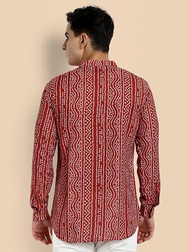 Image of Vardha Men's Cotton Printed Short Kurta with Comfortable Fit and Simple Style and Regular Look | Kurta for Men