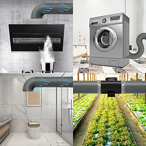 Ventifan 4Inch Dryer Vent Hose Flexible Aluminum Foil Air Ducting For Hvac Ventilation Fan,Grey(4In 8Ft) #TOP6