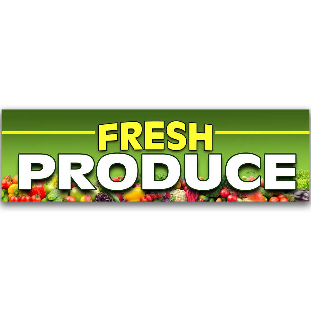 Fresh Produce Vinyl Banner 10 Feet Wide by 3 Feet Tall