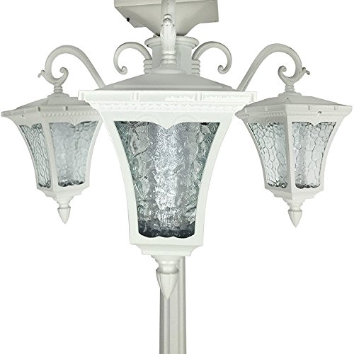 Sun-Ray 312011 Vittoria 3-Head Solar LED Lamp Post and Planter, Dual Amber/White Light Switch, 7ft, White, Batteries Included - Thumbnail 4