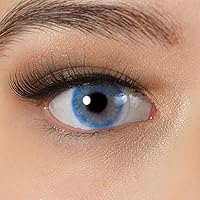 Kontaktlinsen farbig blau mit Stärke | Stark deckend | Natürlich | 2 Stück weiche Jahreslinsen + Behälter, Pinzette, Einsetzhilfe von Charmiga | Aruba Blue -2.50 Dioptrien