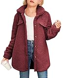 Haloumoning Girls Fuzzy Fleece Jacket Casual Button Down Sherpa Overcoat Faux Fur Jackets Outwear 4-15 Years
