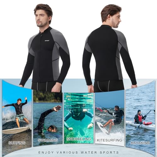 Women Wetsuit Jacket Men Top 2mm and 3mm Neoprene Swim Surfing Kayak miniatura 2