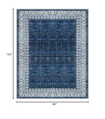 Tapete rectangular azul 8x10 para sala y dormitorio miniatura 2