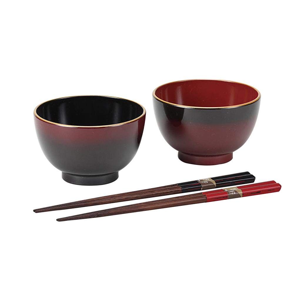 Amazon.co.jp: 東出漆器 汁椀 ぼかし塗(黒・朱) 直径10.5cm 箸付 2579 