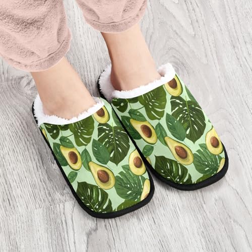 Painted Green Avocado Slippers For Women Men Soft Memory Foam Non-Slip Fruit Winter Indoor House Shoes Travel Slipper4