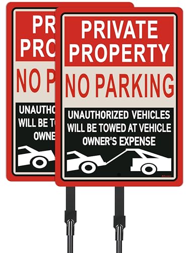 Panneau Private Property No Parking réfléchissant panneau stationnement interdit piquet