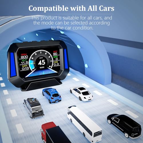 Pantalla frontal HUD coche y velocímetro universal con medidor de pendiente para salpicadero 6