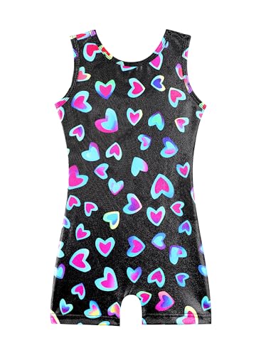 Image of HOZIY Gymnastics Leotards for Girls with Shorts Toddlers Biketards Rainbow Unicorn Dinosaur Mermaid Leopard Flower Galaxy