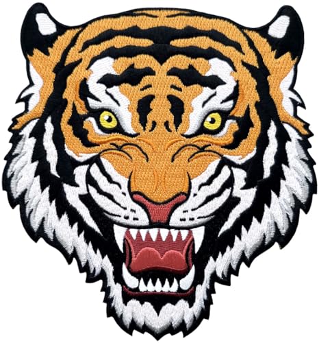 Pinsanity Tiger Head Iron-On Embroidered Patch (Large) - 6 INCH