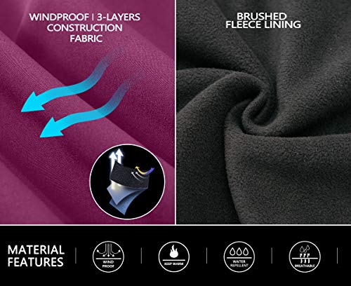 Little Donkey Andy Women's Fleece Lined Waterproof Softshell Pants Hiking Ski Snowboarding Pants Purple L - Thumbnail 7