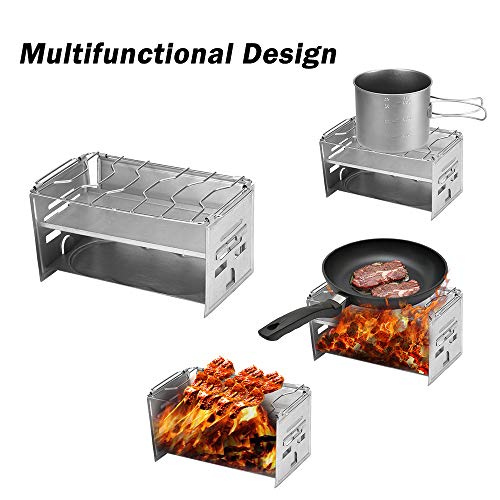 Fogão Externo, Romacci Fogão portátil dobrável de aço inoxidável para mochila ao ar livre Fogão de a