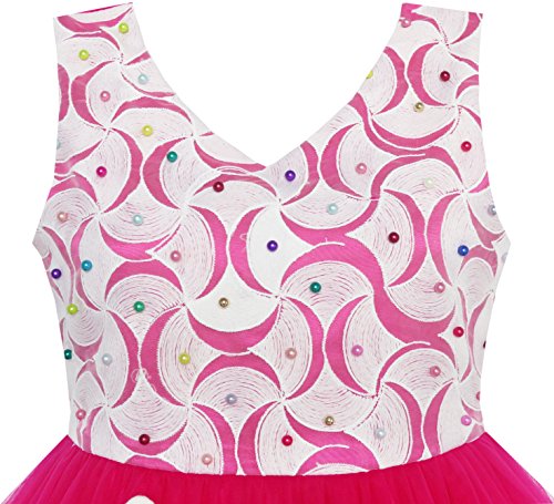 Sunny Fashion Flower Girls Dress Lace Pearl Flowers Pageant Wedding Tulle3