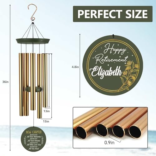 Image of ASTARIN Personalized Retirement Wind Chimes, 36inch Retirement Gifts for Woman /Man, Colleagues /Staff, Personalized Gifts Wind Chime for Retire, Decorative Wind Chimes Outdoor Decor